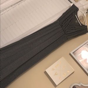 Black and grey striped maxi dress